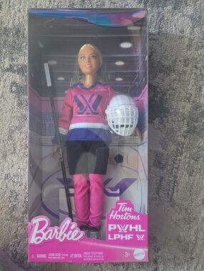 Barbie Pink and Navy Tim Hortons PWTHL Hockey Doll